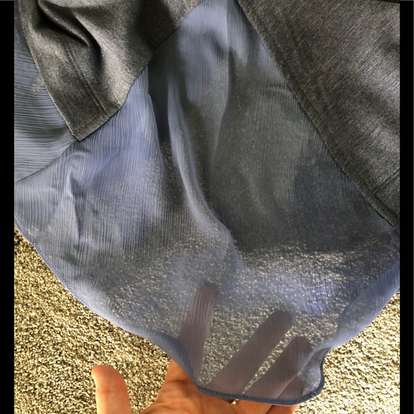 LOGO Lounge Top XS Jersey Knit Chiffon Flared Hem Embroidered Boho Pullover - Picture 9 of 11